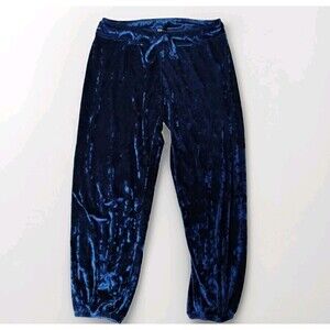 Tart Blue Crushed Velvet Jogger Lounge Pants Large Drawstring Y3K Cyber Soft